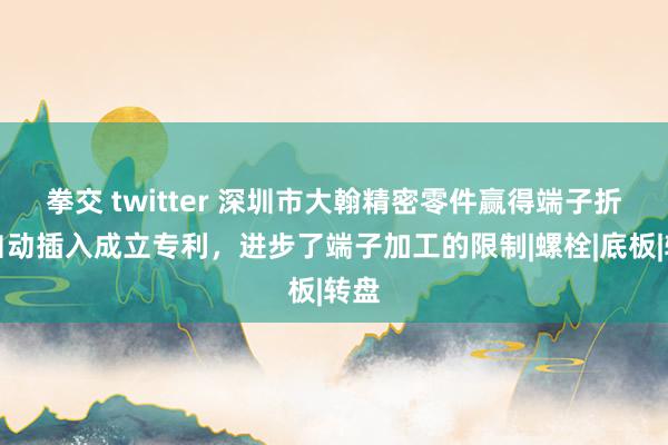 拳交 twitter 深圳市大翰精密零件赢得端子折弯自动插入